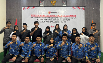 Pelantikan dan Pengambilan Sumpah/Janji Pegawai Pemerintah dengan Perjanjian Kerja (PPPK) Bawaslu Tahun Anggaran 2024 Tahap I di Lingkungan Kerja Bawaslu Kabupaten Bone